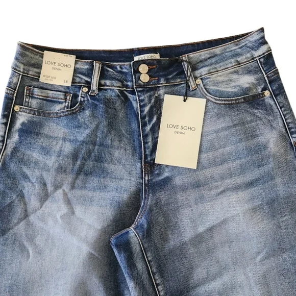 Mid Rise Blue Wide Jeans Sz 18 Nwt - Picture 3 of 3